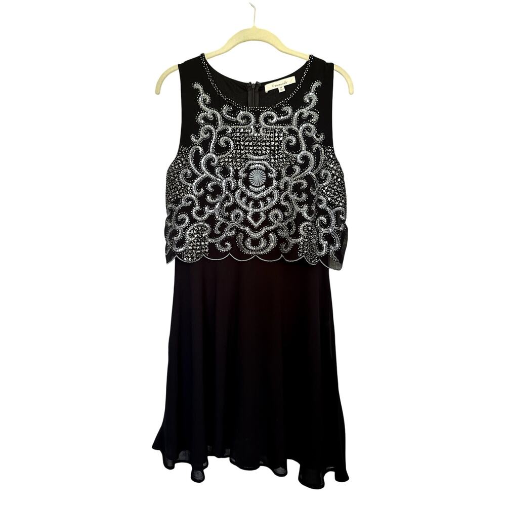 Francesca's Black Sleeveless Mini Dress with Sequin Embroidered Top M